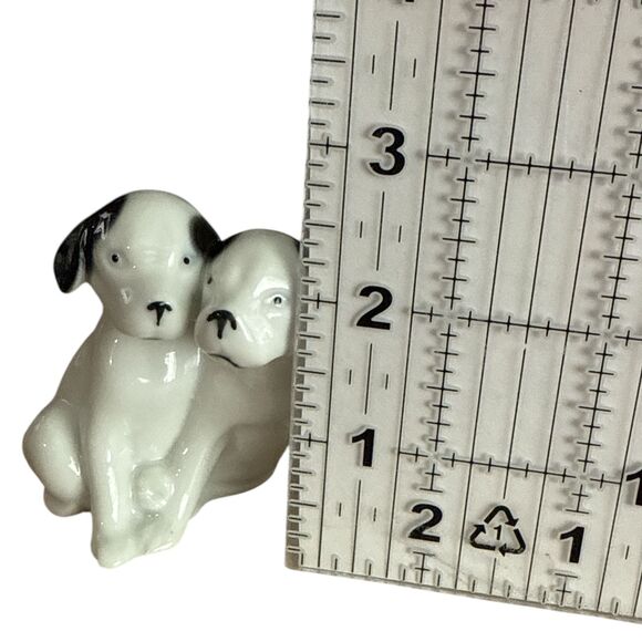 VTG German Porcelain Puppy Dog Figurine Pair Prettleitz Miniature Collectible - Picture 6 of 7